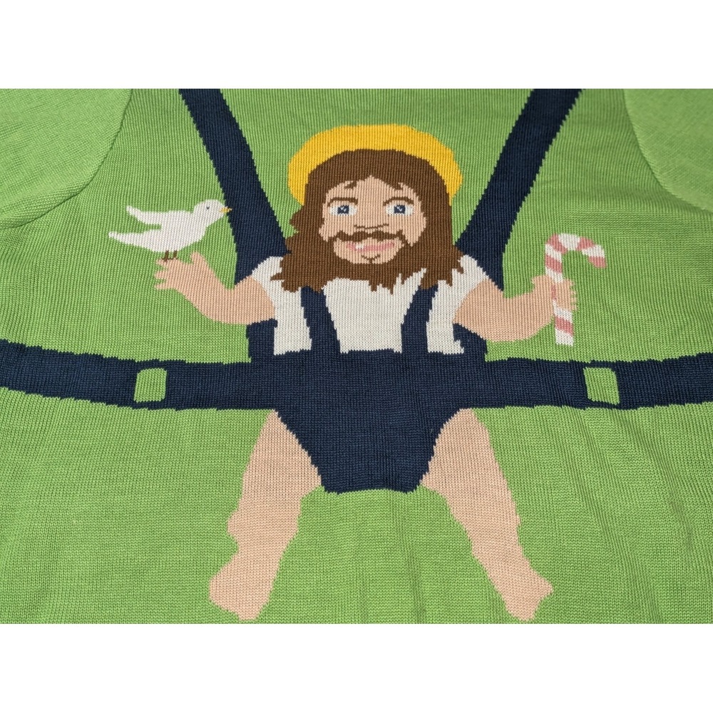 Tipsy Elves Sweater Mens XL Green Sweet Baby Jesus Ugly Christmas Easter - Picture 2 of 12